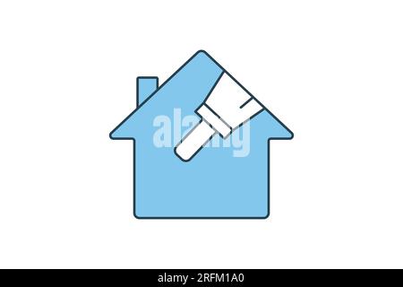 Painting House icon. icon related to painting. flat line icon style. Simple vector design editable Stock Vector