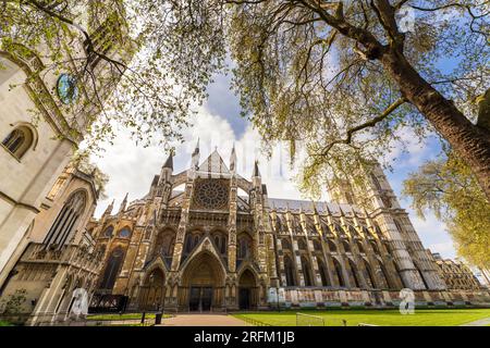 Westminster Abbey in London, formally the Collegiate Church of Saint Peter at Westminster. The coronation church for 40 English and British monarchs. Stock Photo