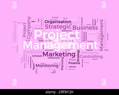 Word cloud background concept for Project management. Professional business resource plan for business graph management. vector illustration. Stock Vector