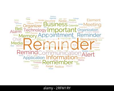 Word cloud background concept for Reminder. Important notice, business alert note of work deadline calendar. vector illustration. Stock Vector
