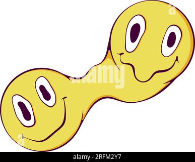 Psychedelic double smiley face Stock Vector