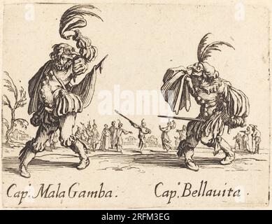 'Jacques Callot, Cap. Mala Gamba and Cap. Bellavita, c. 1622, etching, Rosenwald Collection, 1946.21.225' Stock Photo