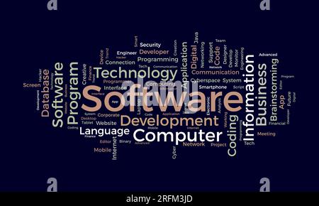 Word cloud background concept for Software. Computer programming development of cloud network technology. vector illustration. Stock Vector