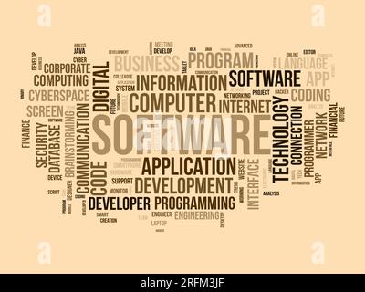 Word cloud background concept for Software. Computer programming development of cloud network technology. vector illustration. Stock Vector