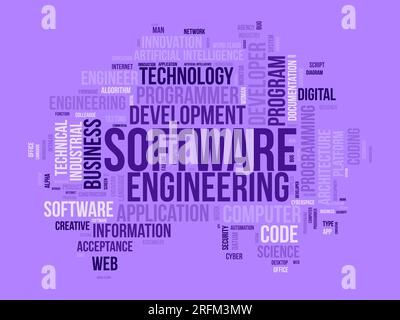 Word cloud background concept for Software engineering. computer programming system, cloud technology development of application management. vector il Stock Vector