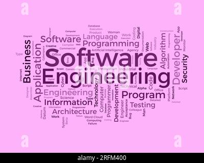 Word cloud background concept for Software engineering. computer programming system, cloud technology development of application management. vector il Stock Vector
