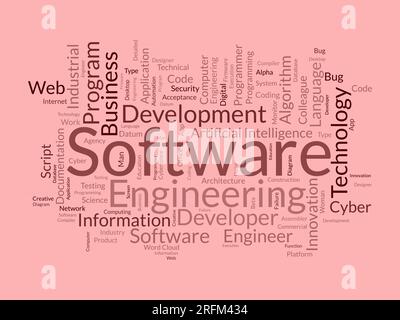 Word cloud background concept for Software engineering. computer programming system, cloud technology development of application management. vector il Stock Vector