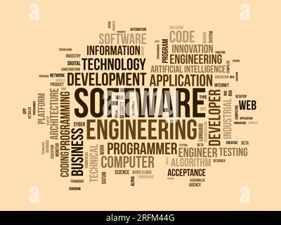 Word cloud background concept for Software engineering. computer programming system, cloud technology development of application management. vector il Stock Vector