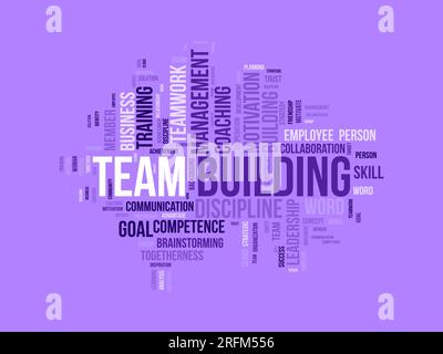 Word cloud background concept for Team building. Motivation coaching management with business assessment. vector illustration. Stock Vector