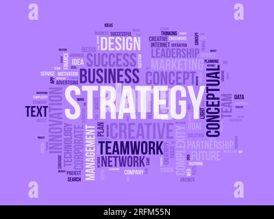 Word cloud background concept for Strategy. Business innovation success strategy concept. vector illustration. Stock Vector