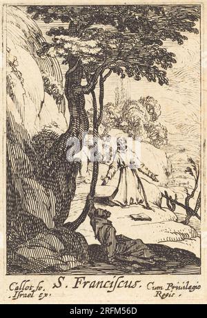 'Jacques Callot, Saint Francis, 1592-1635, etching, plate: 6.03 × 3.49 cm (2 3/8 × 1 3/8 in.) sheet: 7.3 × 5.24 cm (2 7/8 × 2 1/16 in.), Rosenwald Collection, 1949.5.420' Stock Photo