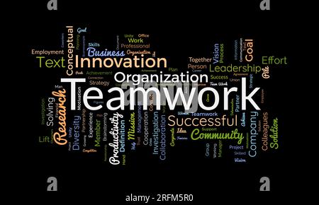 Word cloud background concept for Teamwork. Business success with together partnership of leadership achievement. Vector illustration. Stock Vector