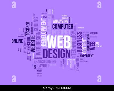 Word cloud background concept for Web design. Website optimization with web seo page rank concept. vector illustration. Stock Vector