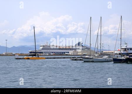 May 25 2023 - Cagliari, Sardinia in Italy: Hustle and Bustle around the harbour Stock Photo