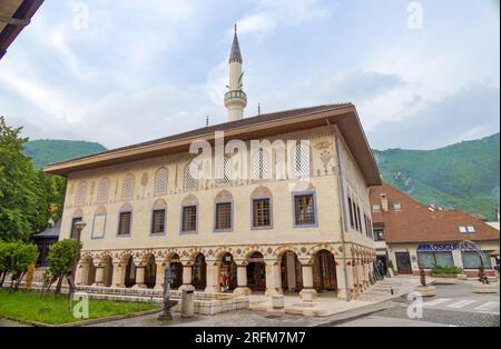 Historic Ornamented Mosque in Travnik, Bosnia and Herzegovina Stock Photo