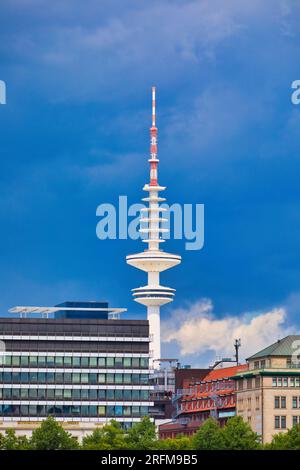 Tele-Michel (Heinrich Hertz Tower) Hamburg's tallest structure a radio telecommunications tower built in the 1960's, Hamburg, Germany Stock Photo