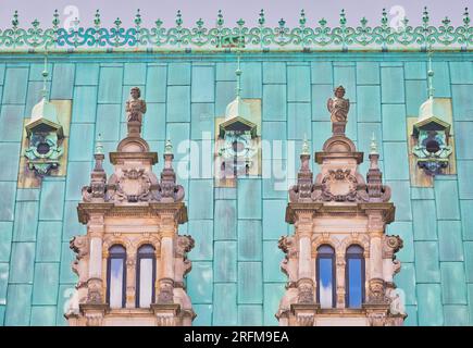 Ornate facade of Hamburg City Hall (Hamburg Rathaus) built between 1886 and 1897, Rathausmarkt, Hamburg-Altstadt, Hamburg, Germany Stock Photo