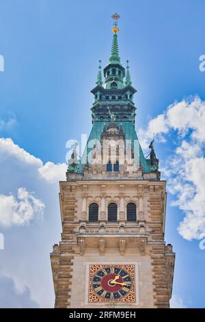 Ornate facade of Hamburg City Hall (Hamburg Rathaus) built between 1886 and 1897, Rathausmarkt, Hamburg-Altstadt, Hamburg, Germany Stock Photo