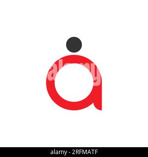 eps10 vector red initial letter a logo design with person template in lowercase. letter a with human symbol isolated on white background Stock Vector