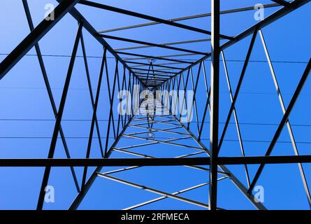 low angle view of electric pylon Stock Photo