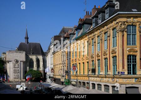 France, Hauts-de-France region, Nord department, Lille, Vieux Lille, Place Rihour, Stock Photo