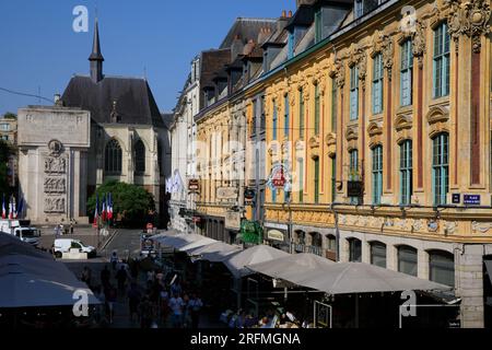 France, Hauts-de-France region, Nord department, Lille, Vieux Lille, Place Rihour, Stock Photo