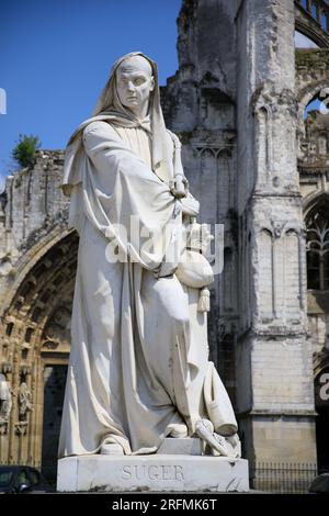 Statue and ruins of the Abbey of Saint-Bertin, a Benedictine abbey in ...