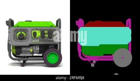 Modern compact electrical generator front view 3d render on white with alpha Stock Photo