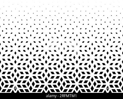 Geometric pattern of black rhombs on a white background.Seamless in one direction.Option with an SHORT fade out. Stock Vector