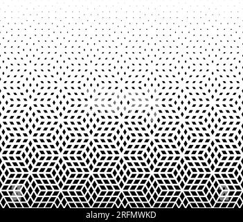 Geometric pattern of black rhombs on a white background.Seamless in one direction.Option with an AVERAGE fadeout. Stock Vector