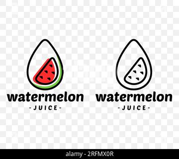 Watermelon, watermelon juice, watermelon in a drop, graphic design. Fruit, drink, food, beverage, juicy and drinking, vector design and illustration Stock Vector