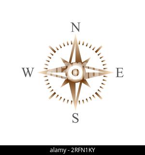 gold compass on white background. Vector illustration Stock Vector