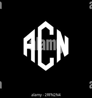 ACN letter logo design with polygon shape. ACN polygon and cube shape logo design. ACN hexagon vector logo template white and black colors. ACN monogr Stock Vector