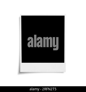 Retro instant photo frame with shadow isolated on white background., closeup template Stock Photo