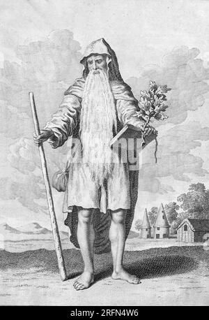 The chief Druid. An engraving from A Tour in Wales by Thomas Pennant, 1781. Stock Photo