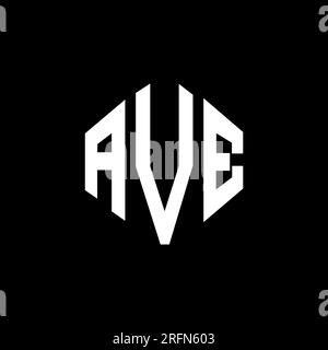 AVE letter logo design with polygon shape. AVE polygon and cube shape logo design. AVE hexagon vector logo template white and black colors. AVE monogr Stock Vector