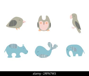 set of animal toys of scandi style,cartoon Stock Vector