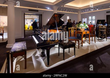 A grand piano in a black lacquered and chinoiserie case by John Broadwood &  Sons, no. 253218, circa 1934, Freddie Mercury: A World of His Own, At  Home, 2023