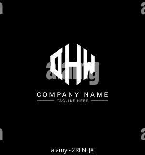 DHW letter logo design with polygon shape. DHW polygon and cube shape logo design. DHW hexagon vector logo template white and black colors. DHW monogr Stock Vector
