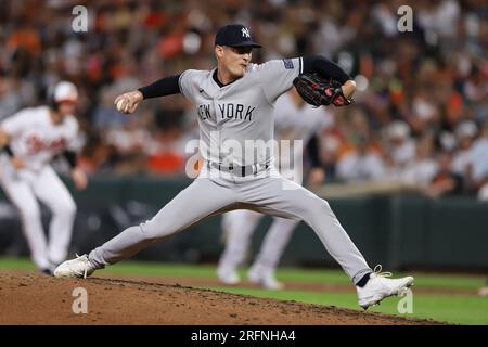 New York Yankees pitcher Ron Marinaccio reacts on the mound during