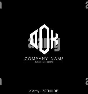 DOK letter logo design with polygon shape. DOK polygon and cube shape logo design. DOK hexagon vector logo template white and black colors. DOK monogr Stock Vector