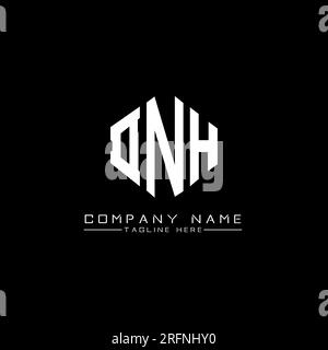 DNH letter logo design with polygon shape. DNH polygon and cube shape logo design. DNH hexagon vector logo template white and black colors. DNH monogr Stock Vector