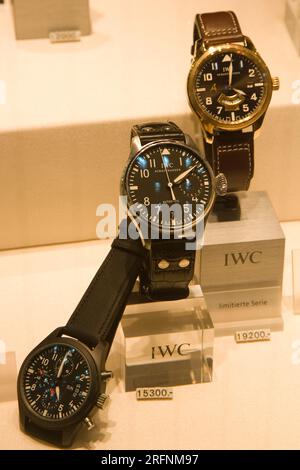 europe, switzerland, zurich, watch shop, iwc Stock Photo