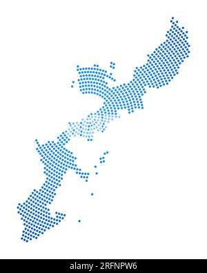 Okinawa Island dotted map. Digital style shape of Okinawa Island. Tech icon with gradiented dots. Beautiful vector illustration. Stock Vector