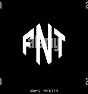 FNT letter logo design with polygon shape. FNT polygon and cube shape logo design. FNT hexagon vector logo template white and black colors. FNT monogr Stock Vector