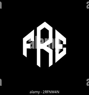 FRFE letter logo design with polygon shape. FRFE polygon and cube shape logo design. FRFE hexagon vector logo template white and black colors. FRFE mo Stock Vector