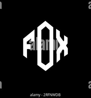 FOX letter logo design with polygon shape. FOX polygon and cube shape logo design. FOX hexagon vector logo template white and black colors. FOX monogr Stock Vector