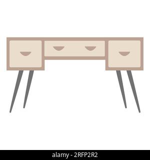 Desk table for work or study, interior design element for living room or cabinet, flat vector illustration Stock Vector