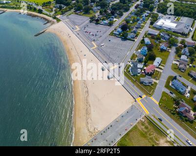 East Beach aerial view at the mouth of Acushnet River at harbor of New Bedford, Massachusetts MA, USA. Stock Photo