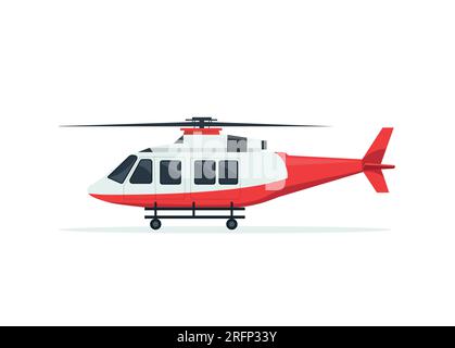 Light twin-engine, multi-purpose utility helicopter vector in red Stock Vector